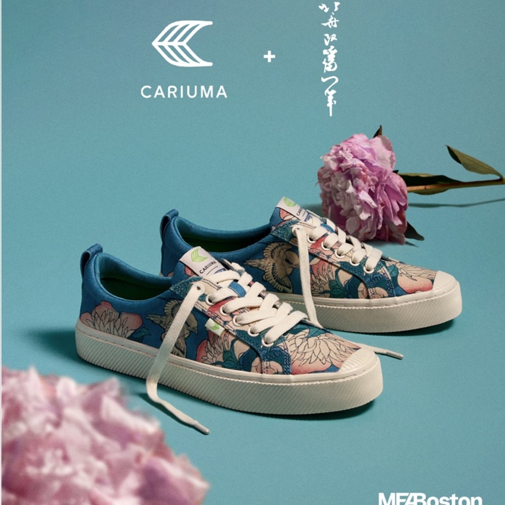 Cariuma Hokusai MFA Boston OCA Low Peonies and Canary Print Canvas Sneaker 8 NIB